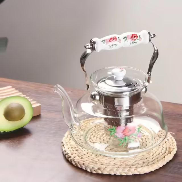 Стеклянные чайники с ручкой