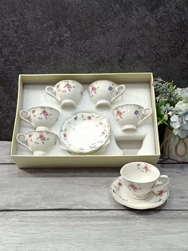 Кофейные классические элегантные сервизы с рисунком 6 шт на 6 персон
