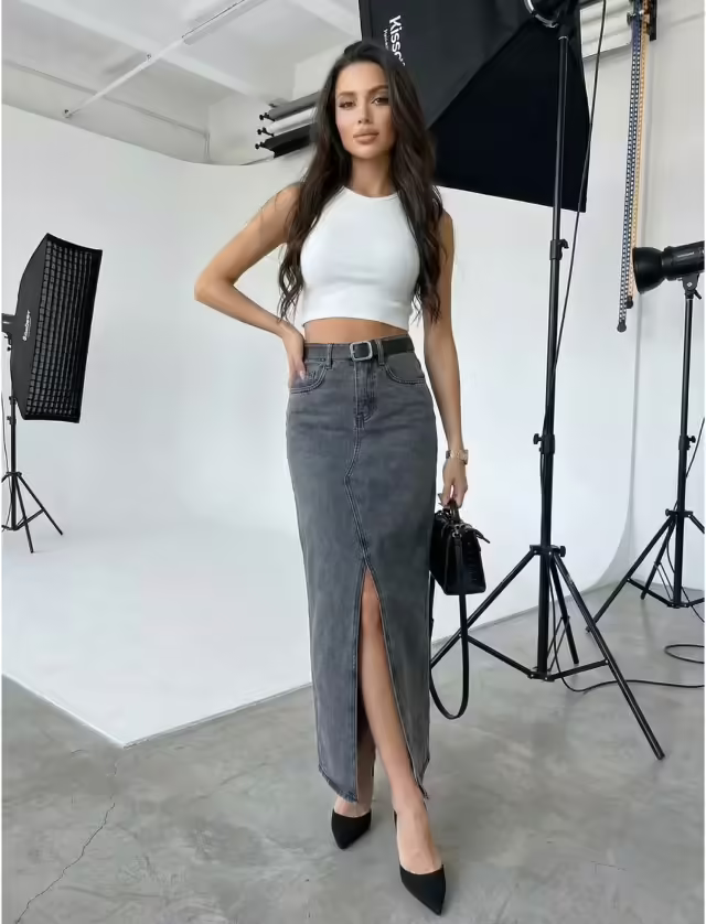 Классические стильные женские юбки с разрезом на каждый день