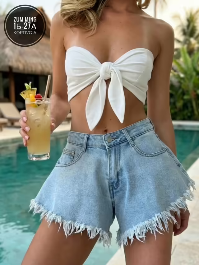 Джинсовые женские шорты. фото 3