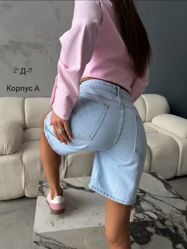 Широкие джинсовые женские шорты. фото 2