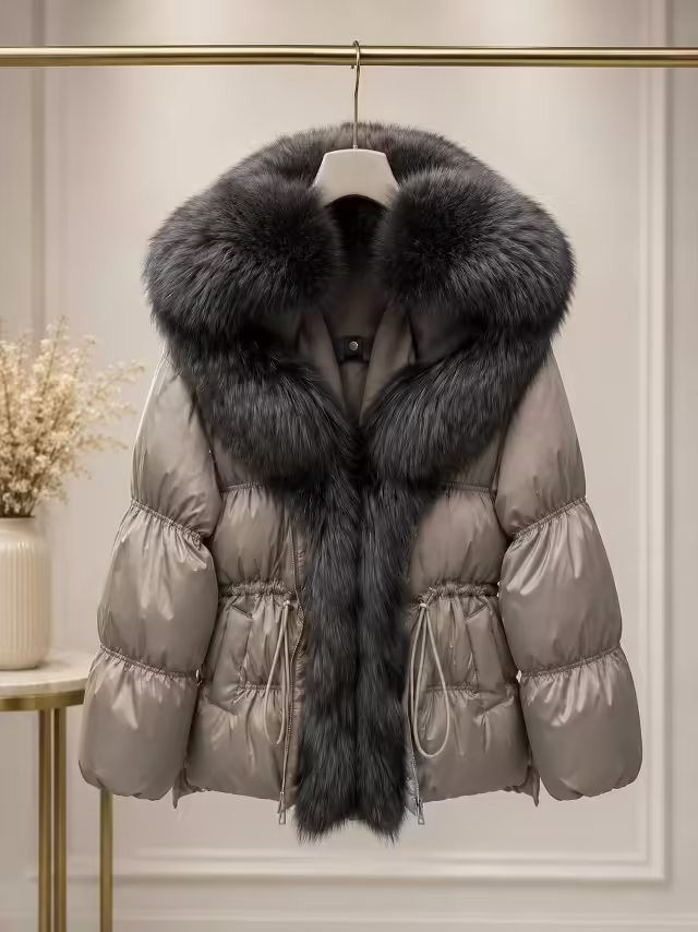 Женские пуховики с натуральным мехом