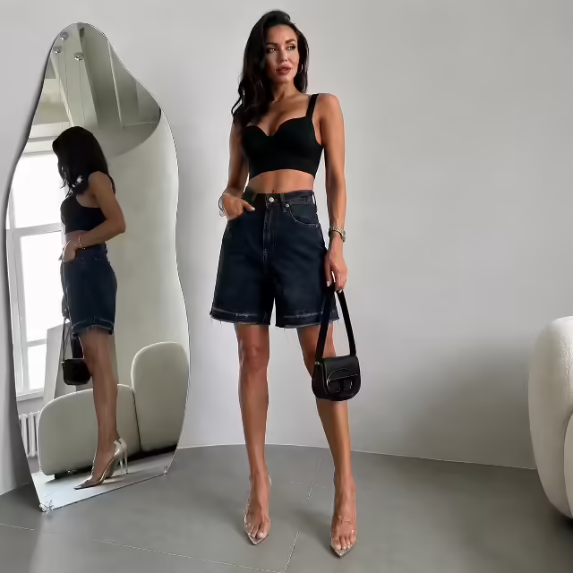 Трендовые джинсовые женские шорты. фото 3