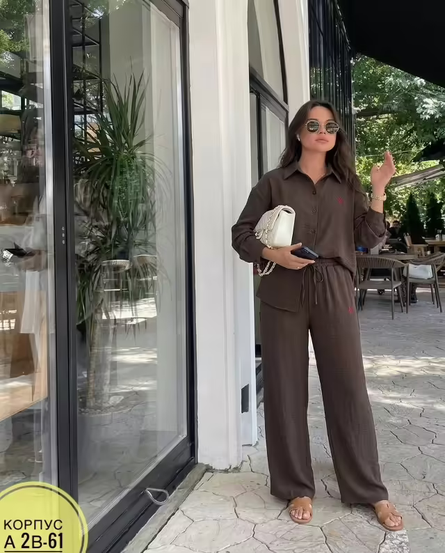 Широкие свободные стильные женские комплекты льна. фото 3