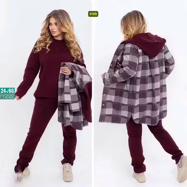 Трендовые кашемировые женские костюмы тройки на флисе. фото 2