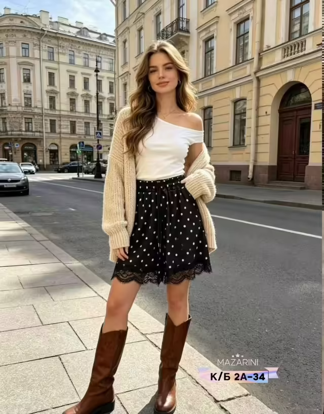 Женственные женские шорты в горошек с кружевом