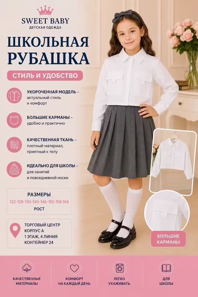 Школьные детские рубашки