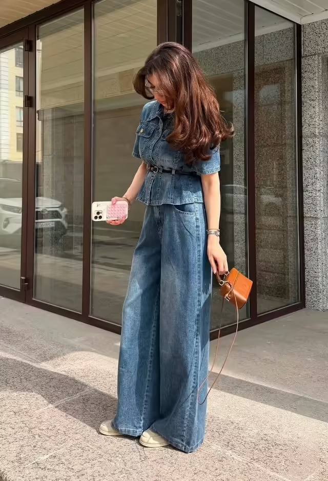 Трендовые бомбические джинсовые женские костюмы на каждый день