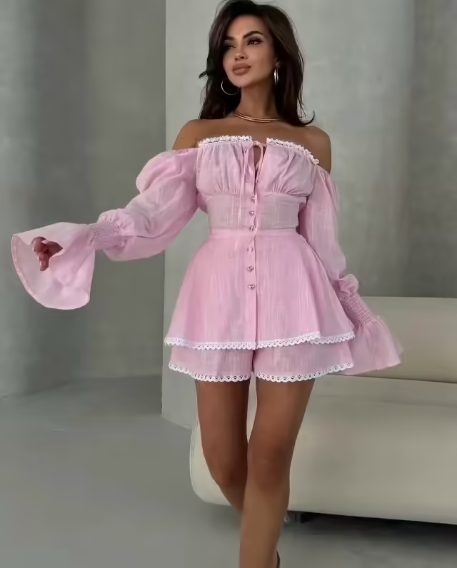 Летние идеальные стильные женские костюмы с шортами льна. фото 3
