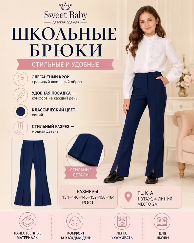 Школьные детские брюки
