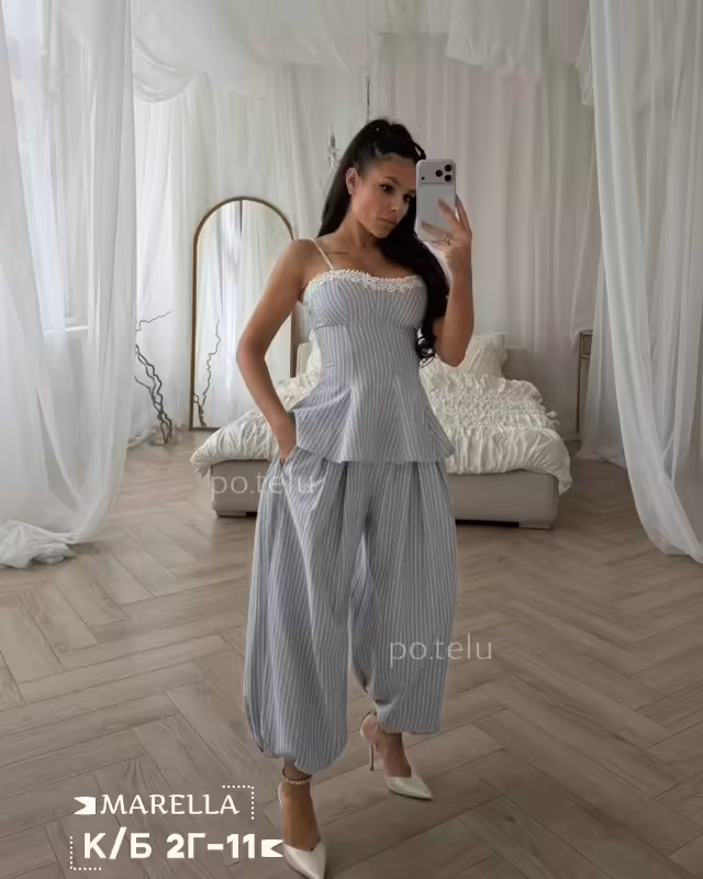 Женские костюмы двойки на лямках. фото 3