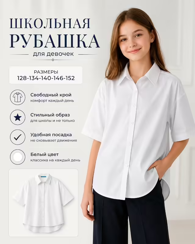 Школьные детские рубашки