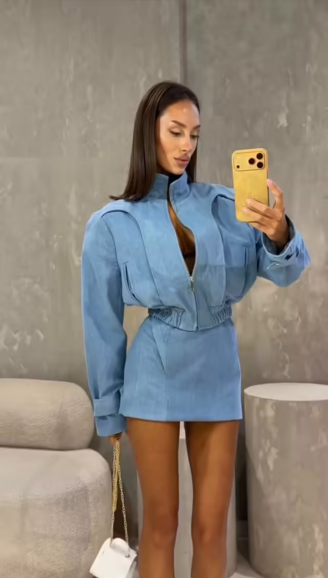 Комфортные джинсовые женские костюмы двойки. фото 3