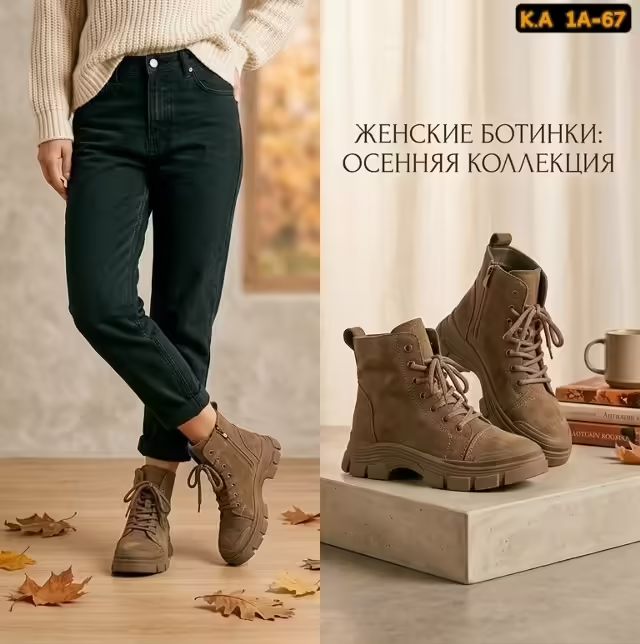 Замшевые женские ботинки