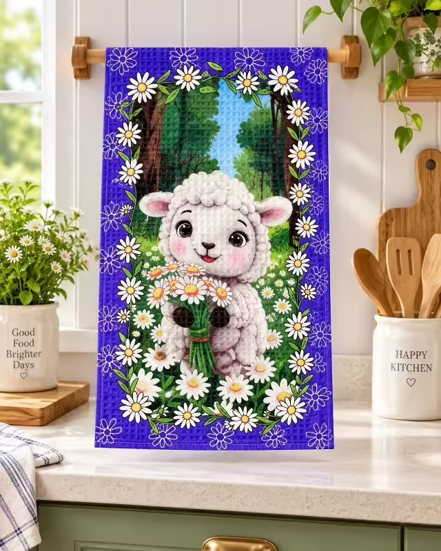 Практичные кухонные вафельные красивые яркие полотенца. фото 3