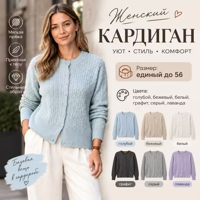Уютные вязаные женские кардиганы
