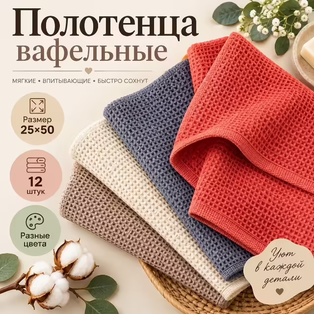 Вафельные полотенца для кухни. фото 3