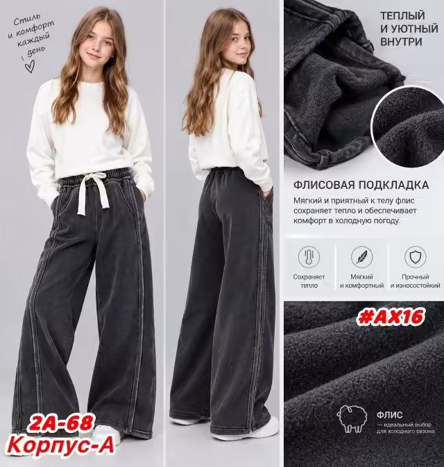 Детские штаны на флисе с начёсом