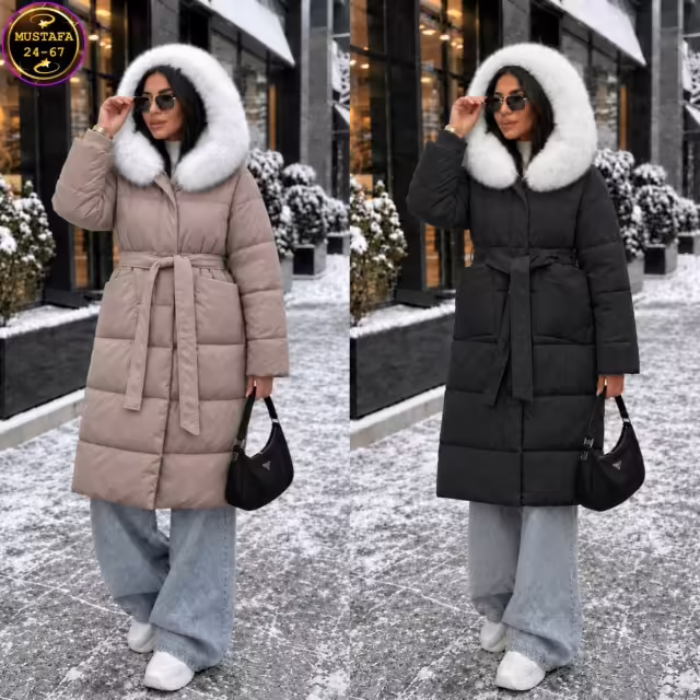 Базовые двусторонние зимние женские куртки с мехом. фото 3