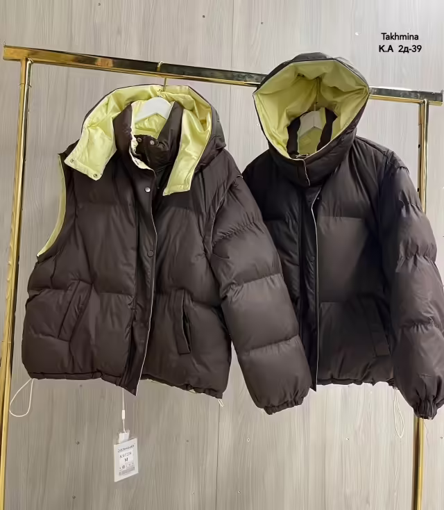 Зимние зимние модные женские куртки трансформеры 2 в 1. фото 3