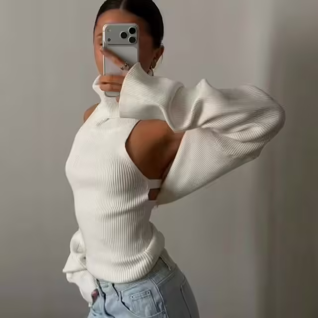 Стильные женские кофты с горлом 2 в 1