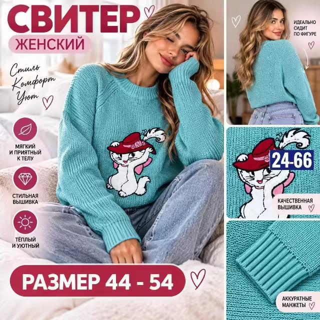 Женские свитера с вышивкой. фото 3