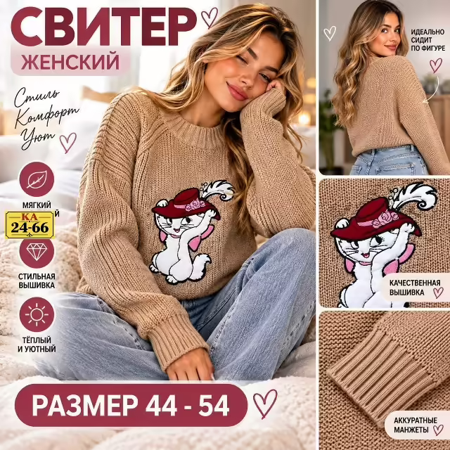 Женские свитера с вышивкой. фото 3