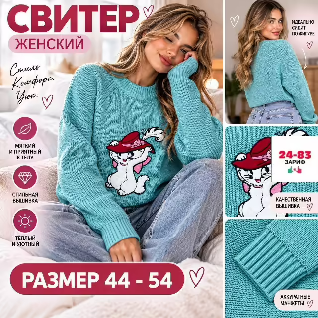 Женские свитера с вышивкой. фото 3