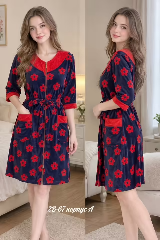 Велюровые женские халаты
