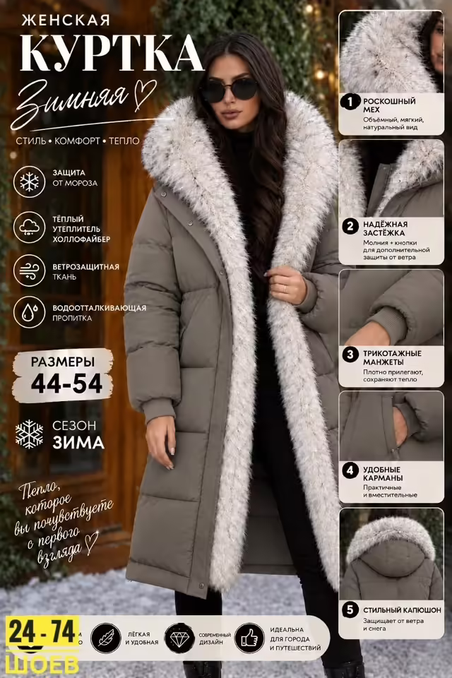 Зимние женские куртки с мехом
