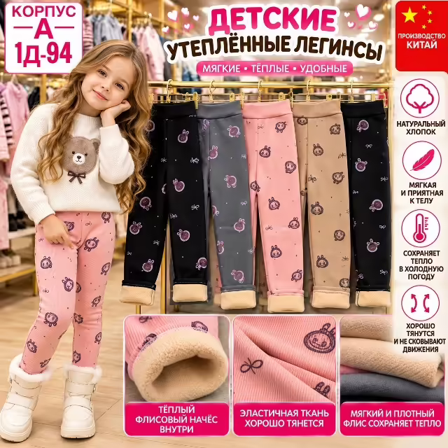 Детские лосины с начёсом