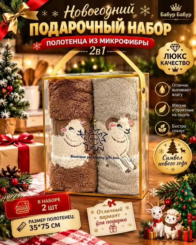 Подарочные люксовые наборы из микрофибры 2 в 1 2 шт. фото 3
