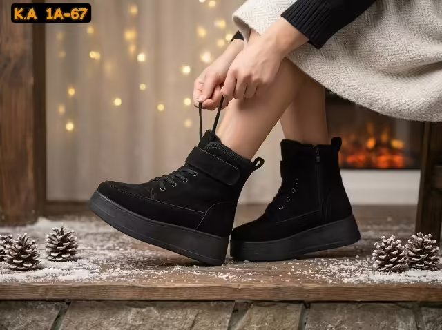 Замшевые женские ботинки