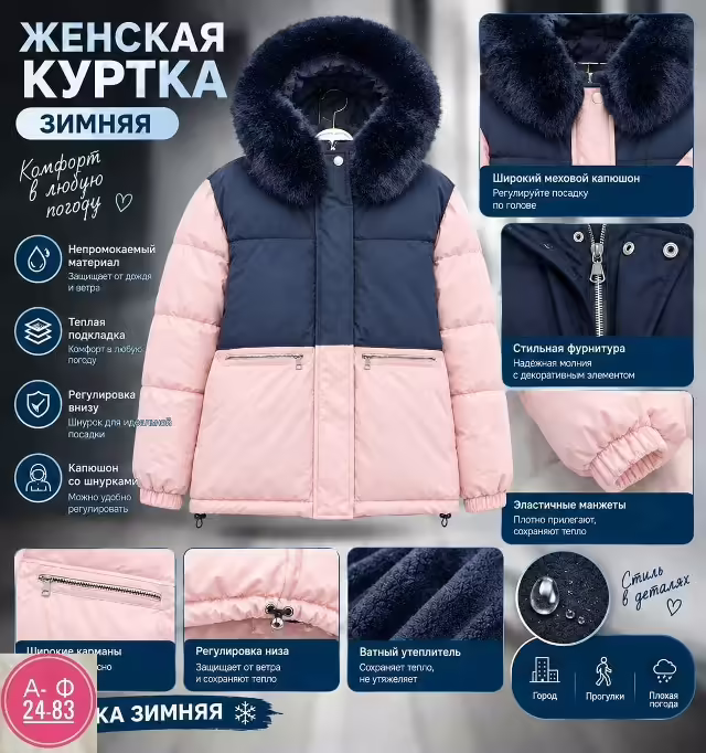 Комфортные зимние стильные женские куртки. фото 3