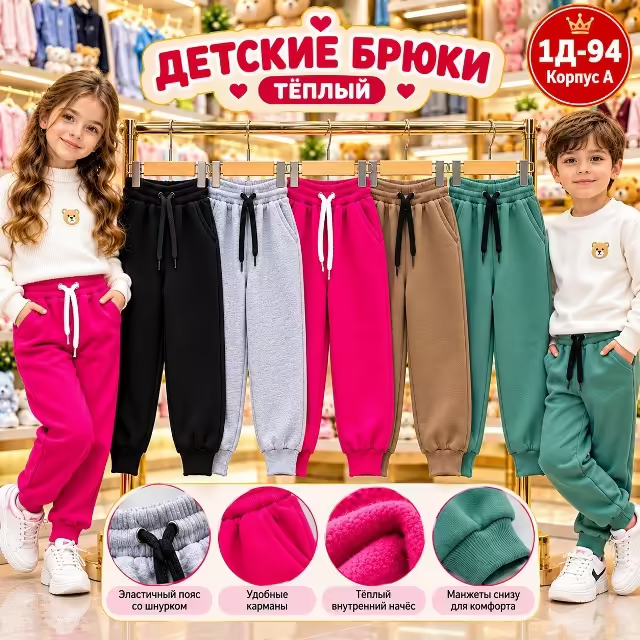 Детские брюки с начёсом