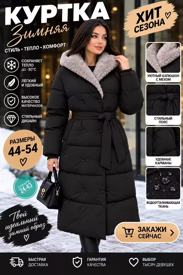 Зимние стильные женские куртки