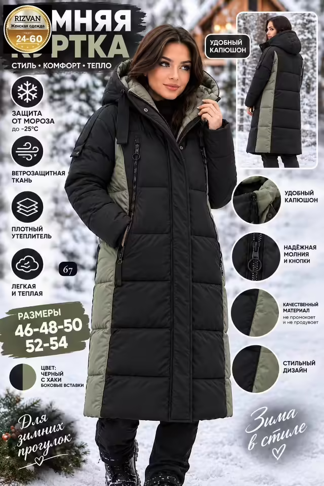 Высокие плотные удобные зимние стильные женские куртки с капюшоном